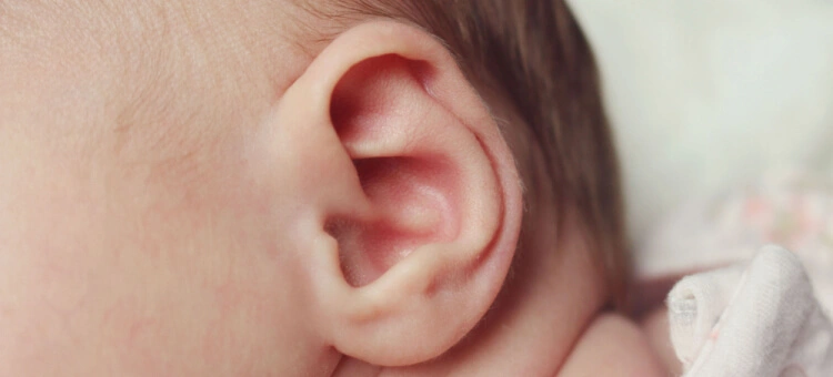 Ucho noworodka z bliska – rozwój słuchu i możliwe objawy niedosłuchu u niemowlęcia