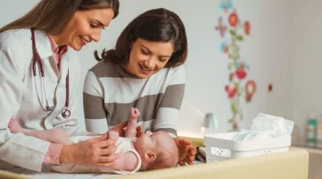 Noworodek badany przez panią doktor pediatrę