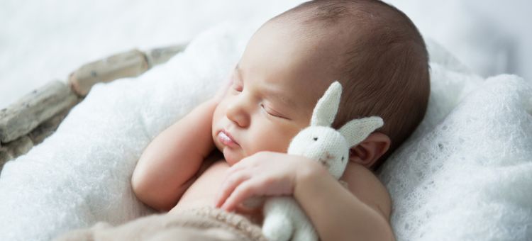 niemowlę śpiące z pluszakiem