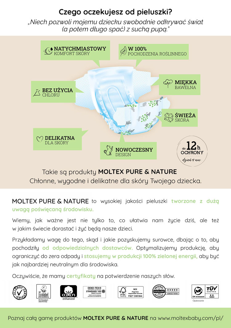 Pieluszki MOLTEX Pure & Nature