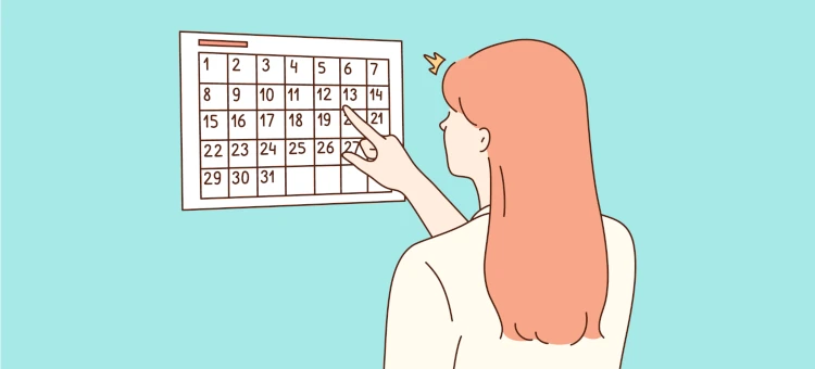 Kobieta obserwuje kalendarz ciążowy