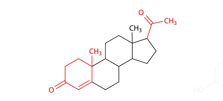 Formuła hormonu progesteronu, ilustracja 2D