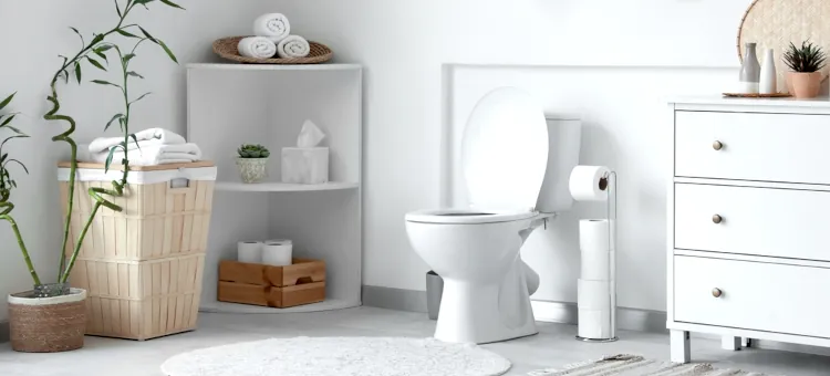 Nowoczesne wyposażenie łazienki w jasnym, minimalistycznym stylu z naturalną zielenią