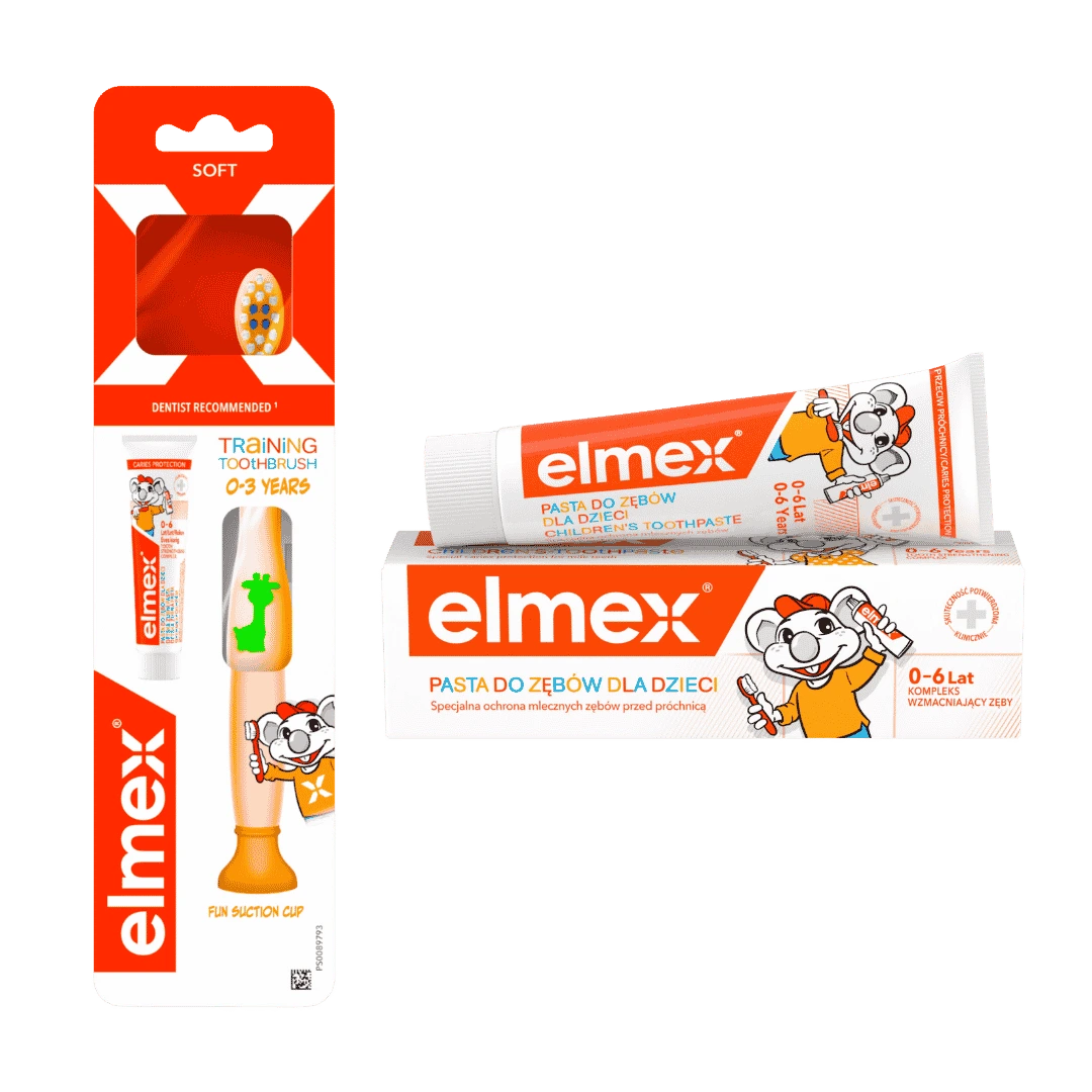 Zestaw elmex® Dla Dzieci z pastą do zębów, szczoteczką i próbką pasty